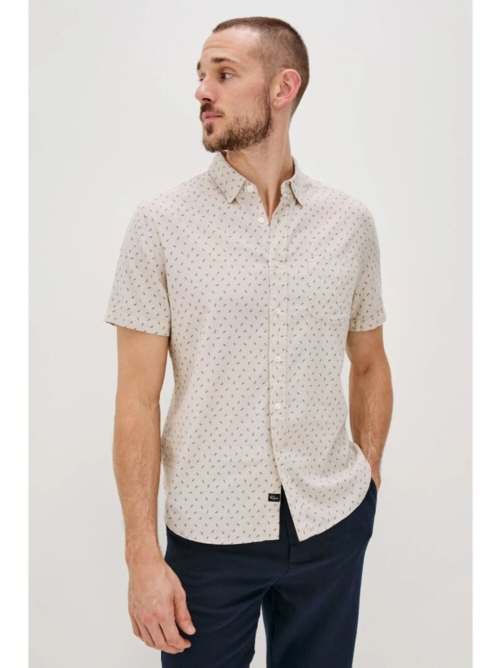 Rails Carson Petite Fronds Hummus Beige Button-Up Shirt Linen Blend XL